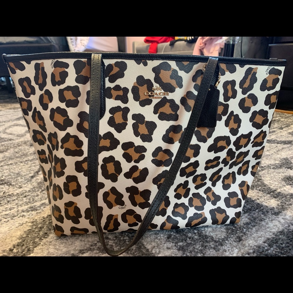 Authentic Coach leopard print tote bag